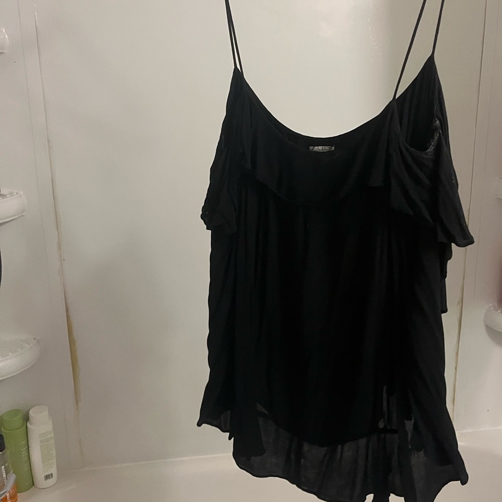 Free People Black Sleeveless Asymmetrical Camisole
